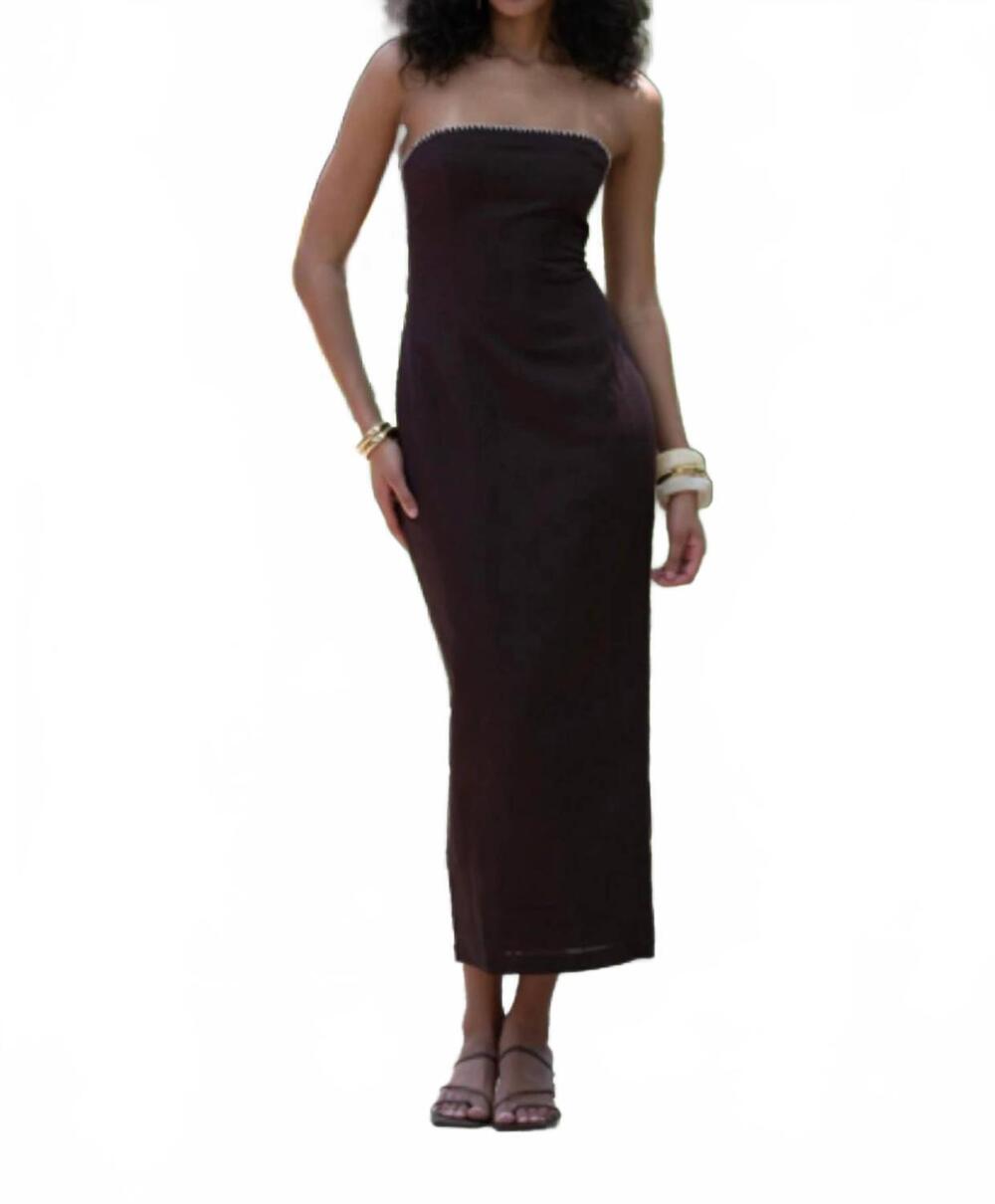 NEW ROCOCO SAND strapless maxi dress in brown